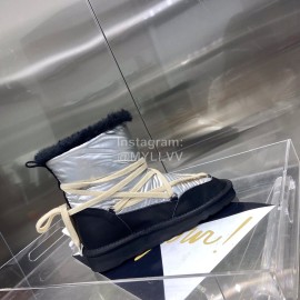 Rick Owens Waterproof Fabric Calfskin Wool Boots For Women Silver