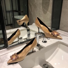 Roger Vivier Fine Rhinestone Sheepskin Flat Heels For Women Gold