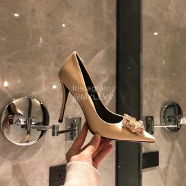 Roger Vivier Fine Rhinestone Sheepskin Flat Heels For Women Gold