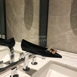 Roger Vivier Fine Rhinestone Sheepskin Flat Heels For Women Black