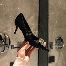 Roger Vivier Fine Rhinestone Sheepskin Flat Heels For Women Black