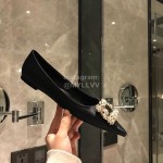 Roger Vivier Fine Rhinestone Black Sheepskin Flat Heels For Women