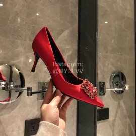 Roger Vivier Fine Rhinestone Sheepskin Flat Heels For Women Red