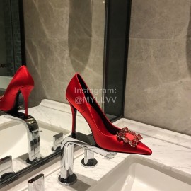 Roger Vivier Fine Rhinestone Sheepskin Flat Heels For Women Red