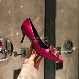 Roger Vivier Fine Rhinestone Sheepskin Flat Heels For Women Rose Red