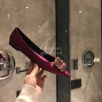 Roger Vivier Fine Rhinestone Sheepskin Flat Heels For Women Purplish Red