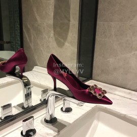 Roger Vivier Fine Rhinestone Sheepskin Flat Heels For Women Purplish Red