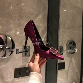 Roger Vivier Fine Rhinestone Sheepskin Flat Heels For Women Purplish Red