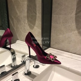 Roger Vivier Fine Rhinestone Sheepskin Flat Heels For Women Purplish Red