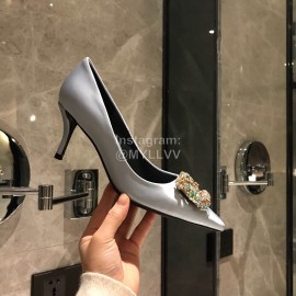 Roger Vivier Fine Rhinestone Sheepskin Flat Heels For Women White