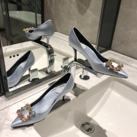 Roger Vivier Fine Rhinestone Sheepskin Flat Heels For Women White