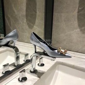 Roger Vivier Fine Rhinestone Sheepskin Flat Heels For Women White