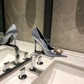 Roger Vivier Fine Rhinestone Sheepskin Flat Heels For Women White