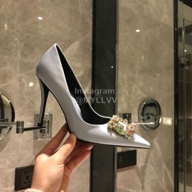 Roger Vivier Fine Rhinestone Sheepskin Flat Heels For Women White