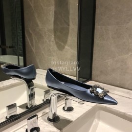 Roger Vivier Fine Rhinestone Sheepskin Flat Heels For Women Blue