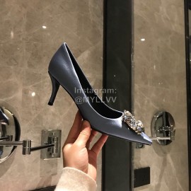 Roger Vivier Fine Rhinestone Sheepskin Flat Heels For Women Blue