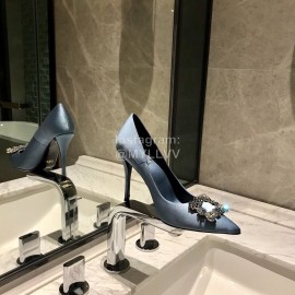 Roger Vivier Fine Rhinestone Sheepskin Flat Heels For Women Blue