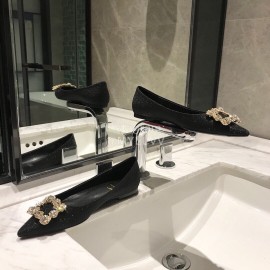 Roger Vivier Fine Rhinestone Sheepskin Flat Heels For Women