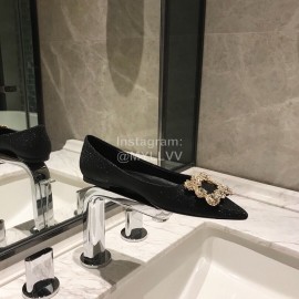 Roger Vivier Fine Rhinestone Sheepskin Flat Heels For Women