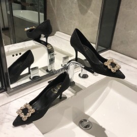 Roger Vivier Fine Rhinestone Sheepskin Flat Heels For Women