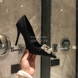 Roger Vivier Fine Rhinestone Sheepskin Flat Heels For Women