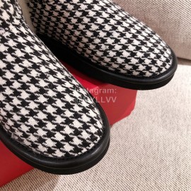 Roger Vivier Winter Soft Plaid Plush Boots For Women Black