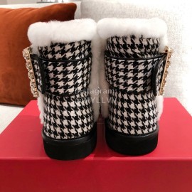 Roger Vivier Winter Soft Plaid Plush Boots For Women Black