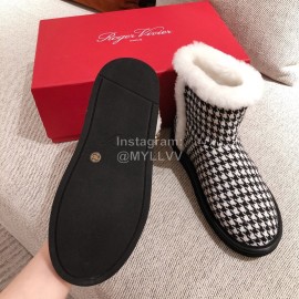 Roger Vivier Winter Soft Plaid Plush Boots For Women Black
