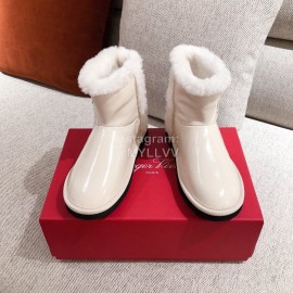 Roger Vivier Winter Soft Plaid Plush Boots For Women White