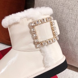 Roger Vivier Winter Soft Plaid Plush Boots For Women White