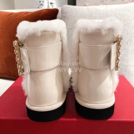 Roger Vivier Winter Soft Plaid Plush Boots For Women White