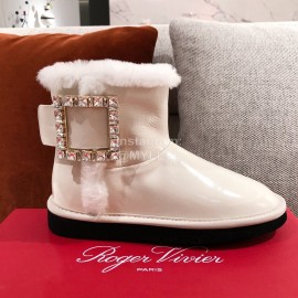 Roger Vivier Winter Soft Plaid Plush Boots For Women White