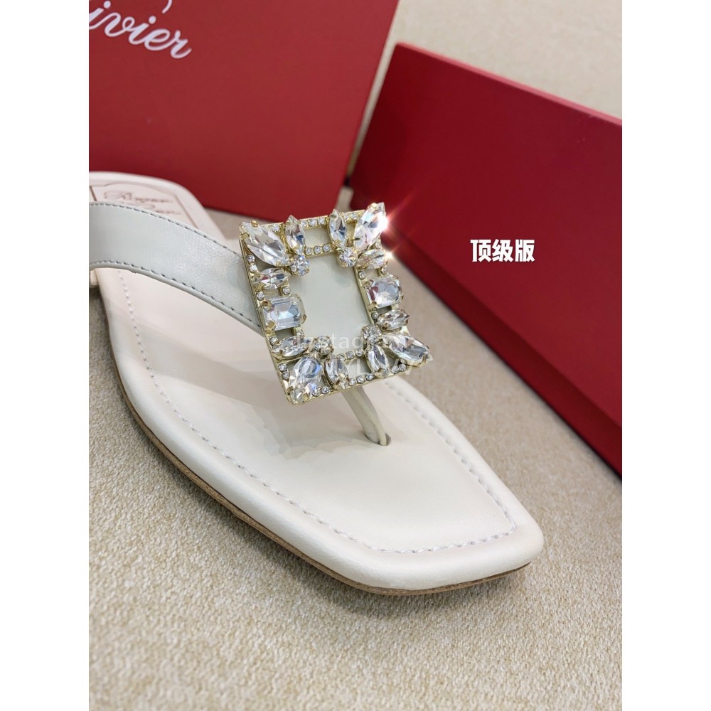 Roger Vivier Fashion Square Head Crystal Diamond Flip Flop For Women