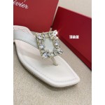 Roger Vivier Fashion Square Head Crystal Diamond Flip Flop For Women