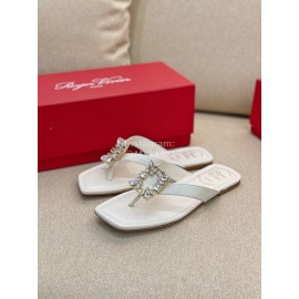 Roger Vivier Fashion Square Head Crystal Diamond Flip Flop For Women