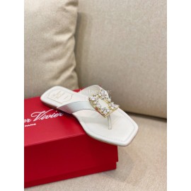 Roger Vivier Fashion Square Head Crystal Diamond Flip Flop For Women