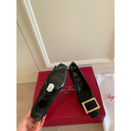 Roger Vivier Classic Square Head Sheepskin High Heels For Women Black