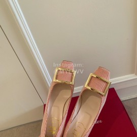 Roger Vivier New Square Head Sheepskin High Heels For Women