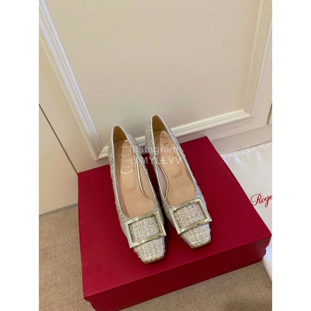Roger Vivier Fashion Square Head Sheepskin High Heels For Women