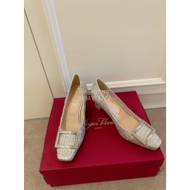 Roger Vivier Fashion Square Head Sheepskin High Heels For Women