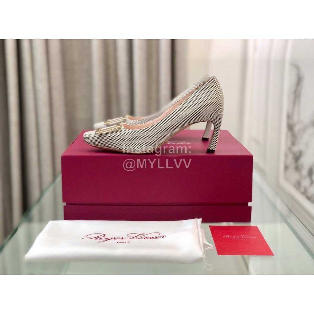 Roger Vivier Autumn New Canvas Sheepskin High Heels 