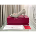 Roger Vivier Autumn New Canvas Sheepskin High Heels 