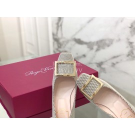 Roger Vivier Autumn New Canvas Sheepskin High Heels 