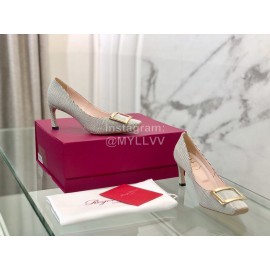 Roger Vivier Autumn New Canvas Sheepskin High Heels 