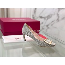 Roger Vivier Autumn New Canvas Sheepskin High Heels 