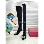 Roger Vivier Fall Winter Diamond Buckle Sheepskin High Heel Long Boots