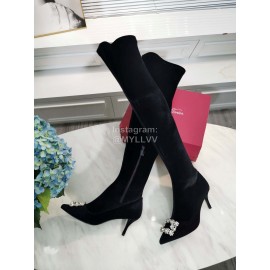 Roger Vivier Fall Winter Diamond Buckle Sheepskin High Heel Long Boots