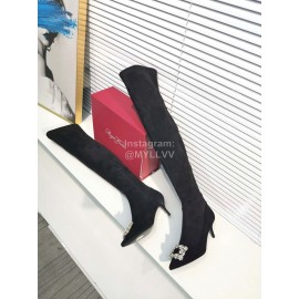 Roger Vivier New Fall Winter Diamond Buckle Sheepskin High Heel Long Boots