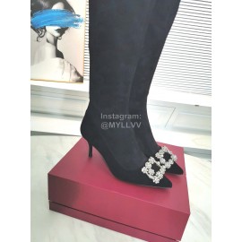 Roger Vivier New Fall Winter Diamond Buckle Sheepskin High Heel Long Boots