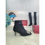 Roger Vivier Fall Winter Diamond Buckle Sheepskin High Heel Short Boots